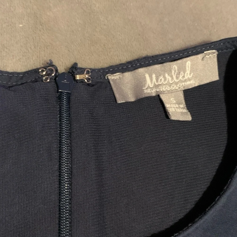 Woman’s small blue cotton dress by Marled Reunited Clothing. EUC designer brand - Picture 4 of 5